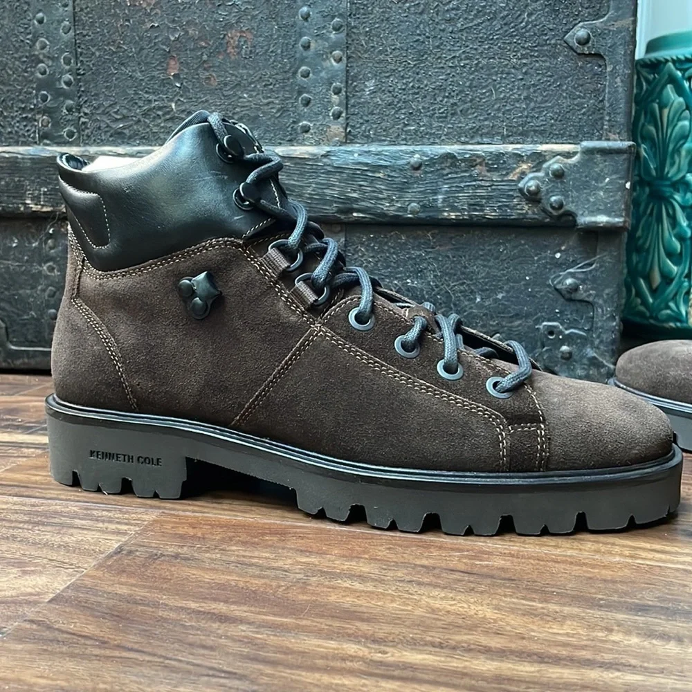 NEW KENNETH COLE Rhode Hiker Suede and Leather Lace up Men’s Hiking Boots Sz 7.5 - Picture 4 of 11